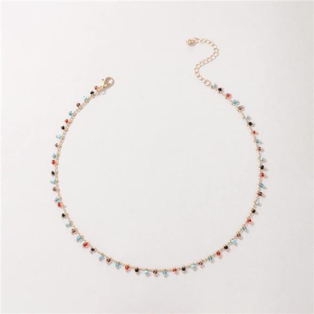 Gold Colored Round Beaded Beads Choker Necklace for Women - Picture 7 of 7
